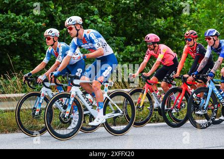 Saint Vulbas, France. 03rd July, 2024. Dutch Bram Welten of Team DSM-Firmenich PostNL pictured in action during stage 5 of the 2024 Tour de France cycling race, from Saint-Jean-de-Maurienne to Saint-Vulbas, France (177, 4 km) on Wednesday 03 July 2024. The 111th edition of the Tour de France starts on Saturday 29 June and will finish in Nice, France on 21 July. BELGA PHOTO POOL LUCA BETTINI Credit: Belga News Agency/Alamy Live News Stock Photo