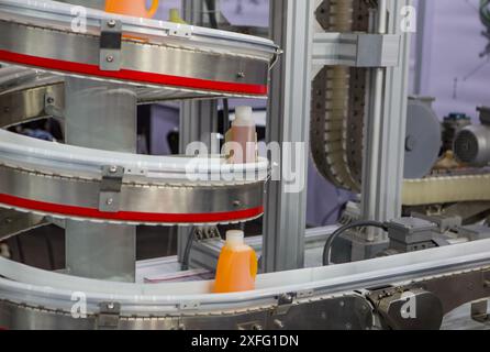 Conveyor belt system in food industry production line. Stock Photo