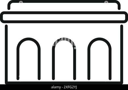 Simple outline drawing representing a building with arches, useful icon for architecture or design concepts Stock Vector