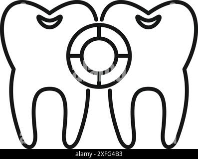 Cartoon drawing of teeth showing the importance of dental implants for a healthy smile Stock Vector