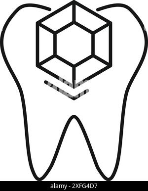 Line art icon of a tooth implant procedure showing the implanting of an artificial tooth Stock Vector