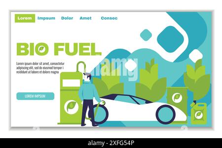 Website template of bio fuel, for graphic and web design, flat design vector illustration Stock Vector