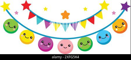 Vibrant rainbow colored garland Vector Stock Vector