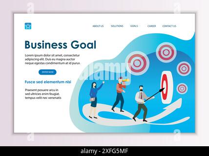 Creative website template of business goal concept, modern flat design vector illustration Stock Vector