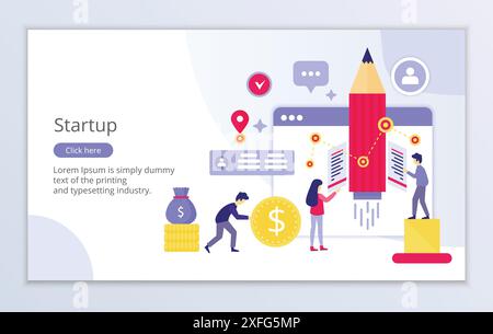 Creative website template of startup concept, modern flat design vector illustration, for graphic and web design Stock Vector
