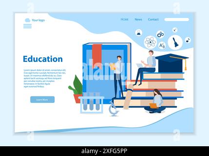 Concept of education, website template, 3D isometric style vector illustration Stock Vector