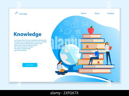 Concept of knowledge, website template, 3D isometric style vector illustration Stock Vector