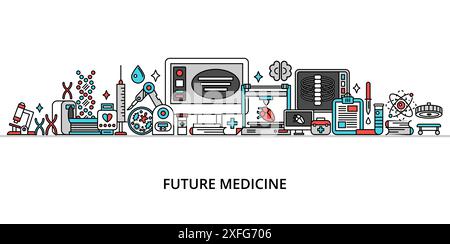Concept of future medicine, modern flat line design vector illustration, for graphic and web design Stock Vector