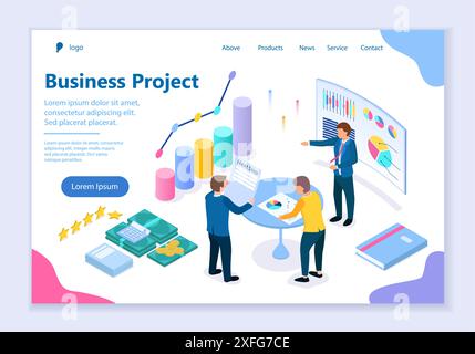 Concept of business project, creative website template, modern flat design vector illustration, for graphic and web design Stock Vector