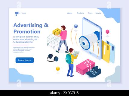 Web template of advertising and promotion concept, modern flat design vector illustration Stock Vector
