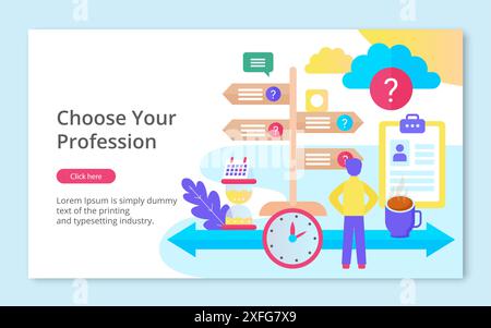 Concept of Choose your Profession, modern flat line design vector illustration, for graphic and web design Stock Vector