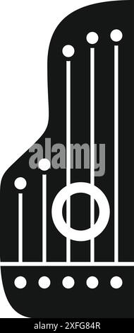 Black glyph icon representing a baltic psaltery, a stringed musical instrument originating from the baltic region Stock Vector