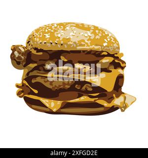 hamburger with various brown color isolated on white background Stock Vector