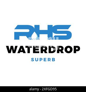 Initial Letter RHS Water Drop Icon Logo Design Template Stock Vector