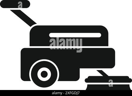 Cleaning machine using a rotating brush for scrubbing floor, cleaning service equipment for professional hygiene Stock Vector