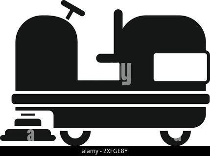 Floor cleaning machine being used for cleaning a huge floor in black and white Stock Vector