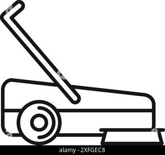 Black outline style icon representing a lawn mower machine for cutting grass Stock Vector