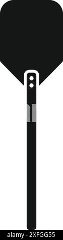 Long handle pizza peel standing up, in silhouette icon style Stock Vector