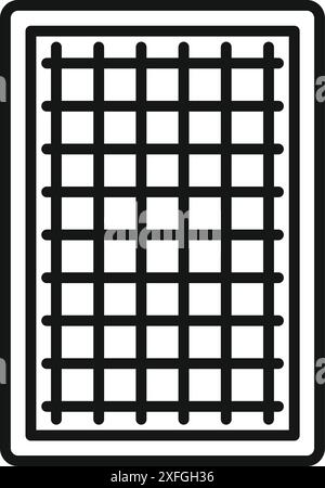 Simple icon of a ventilation grille covering a square opening with a metal grid, allowing airflow Stock Vector