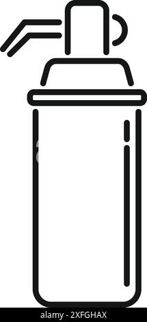 Line style icon of a water filter being installed by a plumber Stock Vector