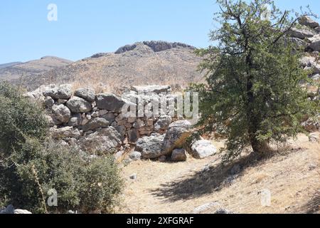 Ancient Copper age citadels in Argolis, Peloponnese, Greece Stock Photo