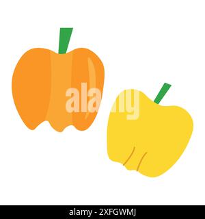 Orange and yellow pepper illustration perfect for kitchen sticker items and cooking design Stock Vector