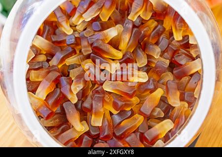 Close view of cola bottle gummi sweets Stock Photo