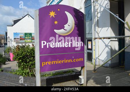 Premier Inn Signage in Tenby, Pembrokeshire, Wales, United Kingdom. 5th June 2024. Stock Photo