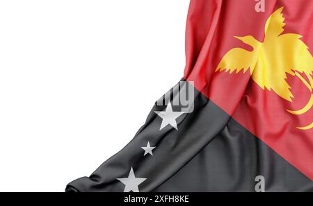 Flag of Papua New Guinea with empty space on the left. Isolated. 3D Rendering Stock Photo