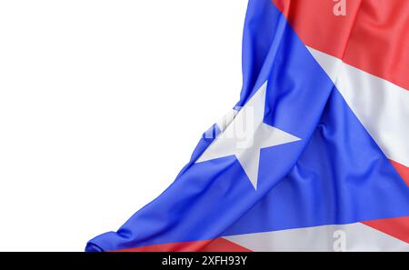 Flag of Puerto Rico with empty space on the left. Isolated. 3D Rendering Stock Photo