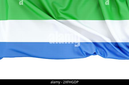 Flag of Sierra Leone on white background with copy space below. 3D rendering Stock Photo