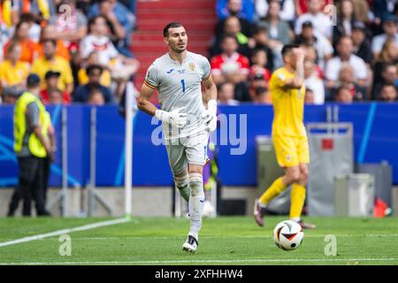 Munich, Germany. 02nd, July 2024. Goalkeeper Florin Nita (1) of Romania seen during the UEFA Euro 2024 round of 16 match between Romania and Netherlands at Allianz Arena in Munich. Stock Photo