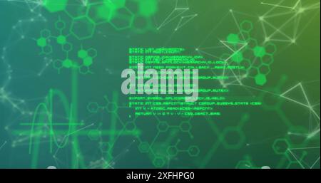 Image of molecules and scientific data processing Stock Photo