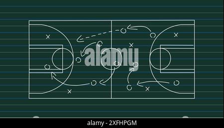 Image of game plan on green background with lines Stock Photo