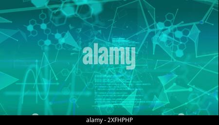 Image of molecules and scientific data processing Stock Photo