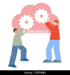 Cloud engineer expert setup dev ops maintenance web server environment team collaboration online Stock Vector