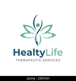 Healthy Life Style Wellness Business Winged People Logo Template Stock Vector