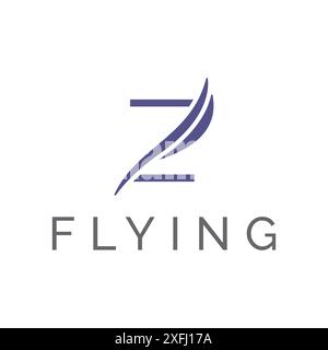 Z Letter Feather Flying Wing Bird Airplane Abstract Logo Stock Vector