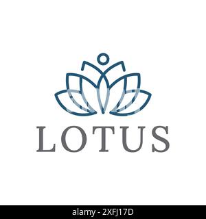 Lotus Flower Nature Crown Abstract Line Logo Template Stock Vector