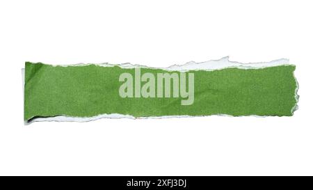 Torn green and white paper for using as a text box on white background with clipping path Stock Photo