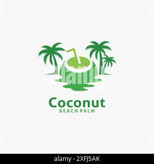 Beach coconut drink logo design Stock Vector