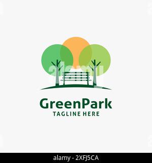 Bench and tree for park logo design Stock Vector