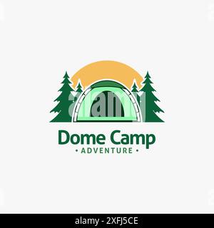 Dome camping tent logo design Stock Vector