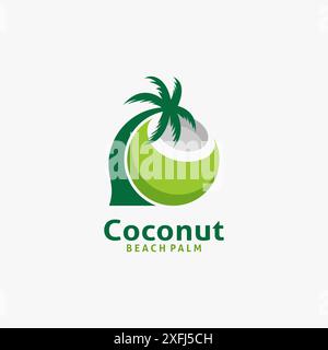 Coconut and tree logo design Stock Vector