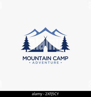 Mountain camping tent logo design Stock Vector