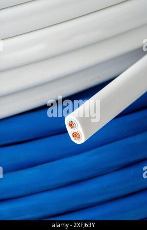 Spools of Electrical Wire on White Background Stock Photo