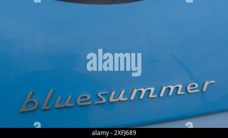 Bordeaux , France -  06 23 2024 : Bluesummer brand text sign and logo EV Electric car Carsharing From Bollore and Citroen E-Mehari Stock Photo