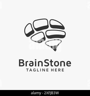 Brain stone logo design Stock Vector