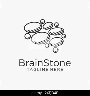 Brain stone logo design Stock Vector