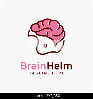 Brain helmet logo design Stock Vector